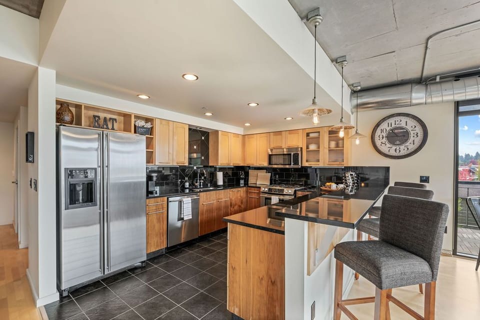Kitchen with bar seating