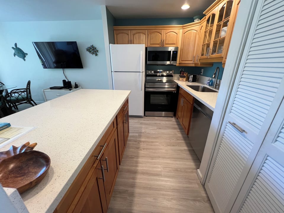 New countertops, New Cabinets, Fixtures & vinyl laminate flooring.