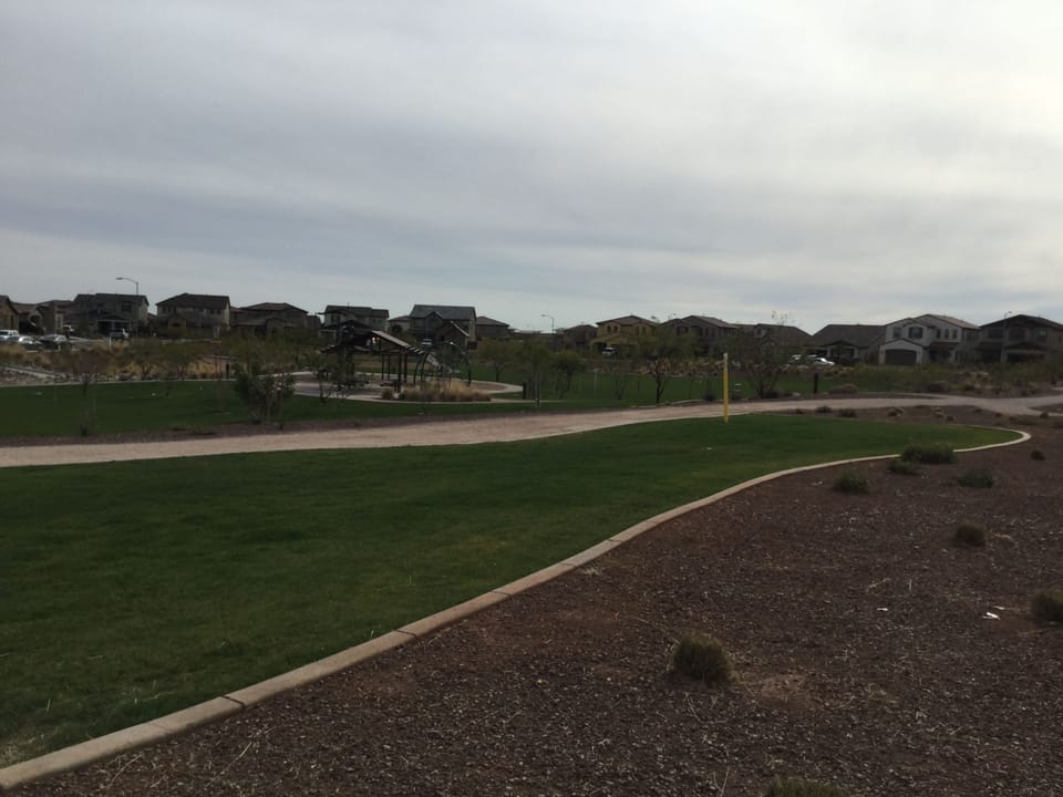 One of three parks, swings, climbing rocks, barbecue.