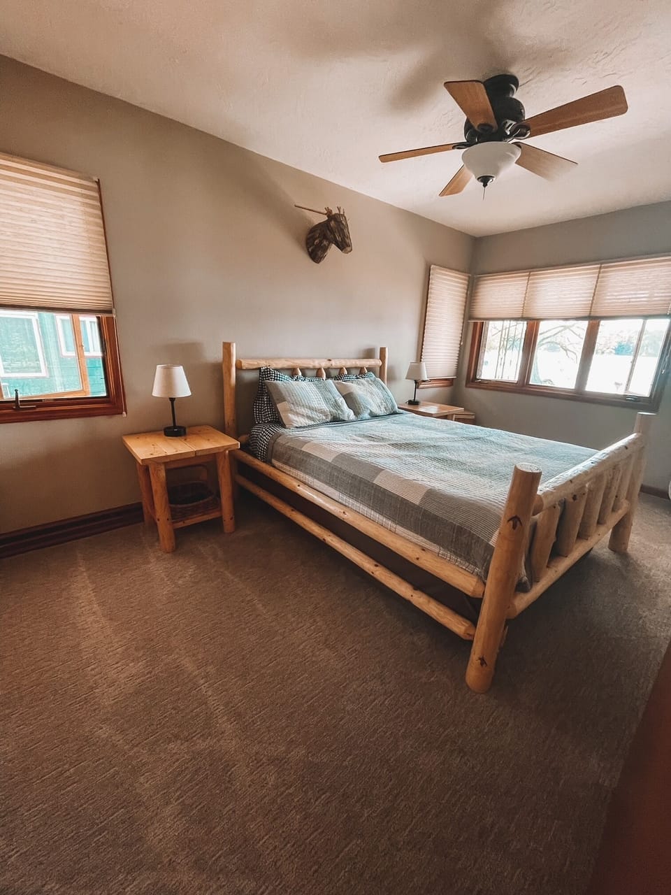 Master Bedroom -  Queen Bed - Summer Bedding Pictured - Lake Views