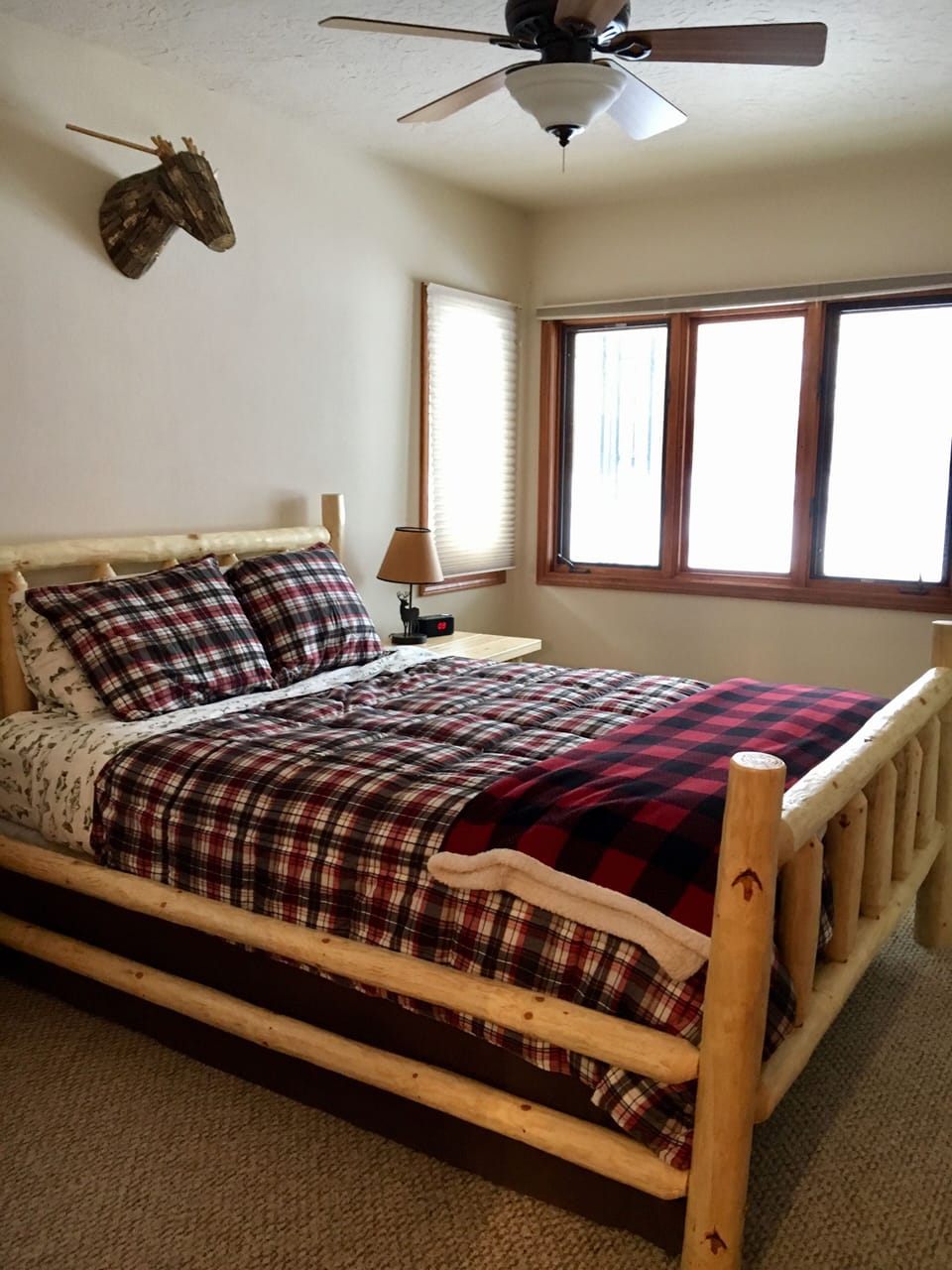 Master Bedroom - Queen Bed - Winter Bedding Pictured - Lake Views