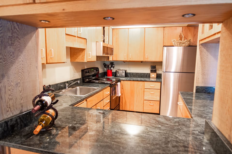 Well stocked kitchen.