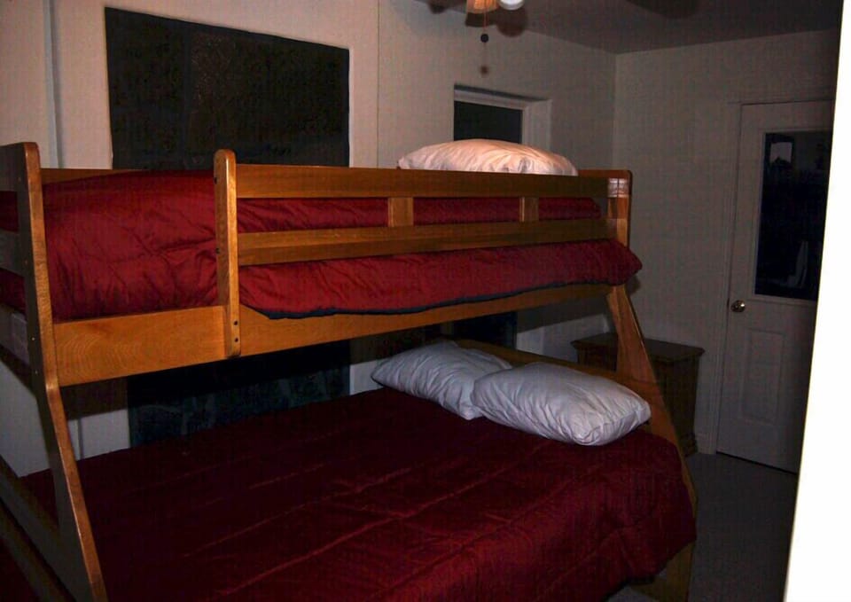 Single over double bunk beds on 2nd floor. 