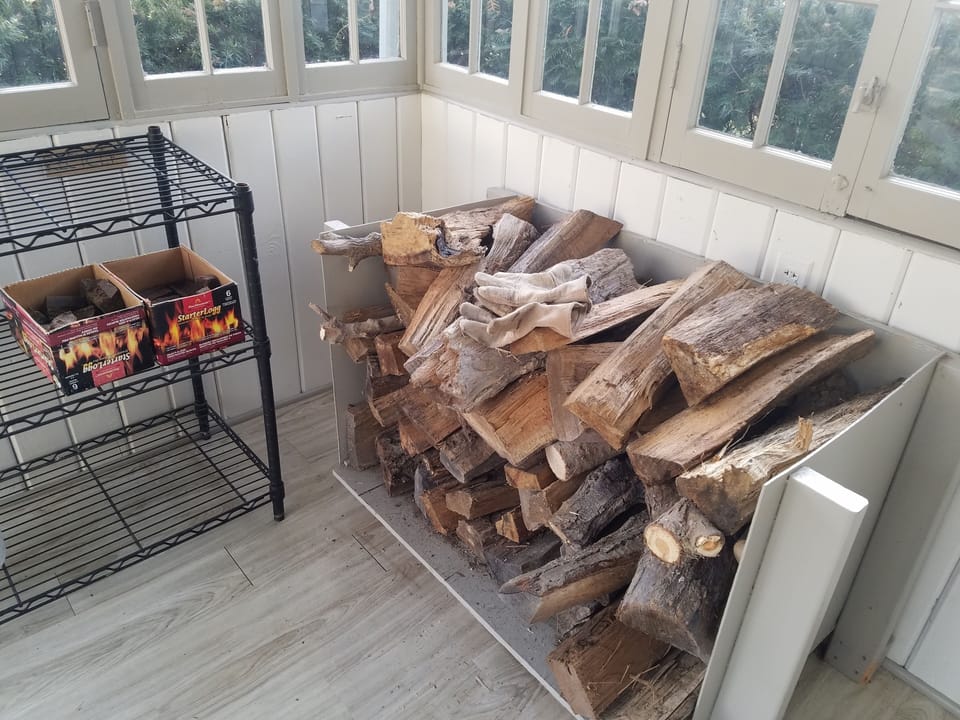 bin full of wood for each rental