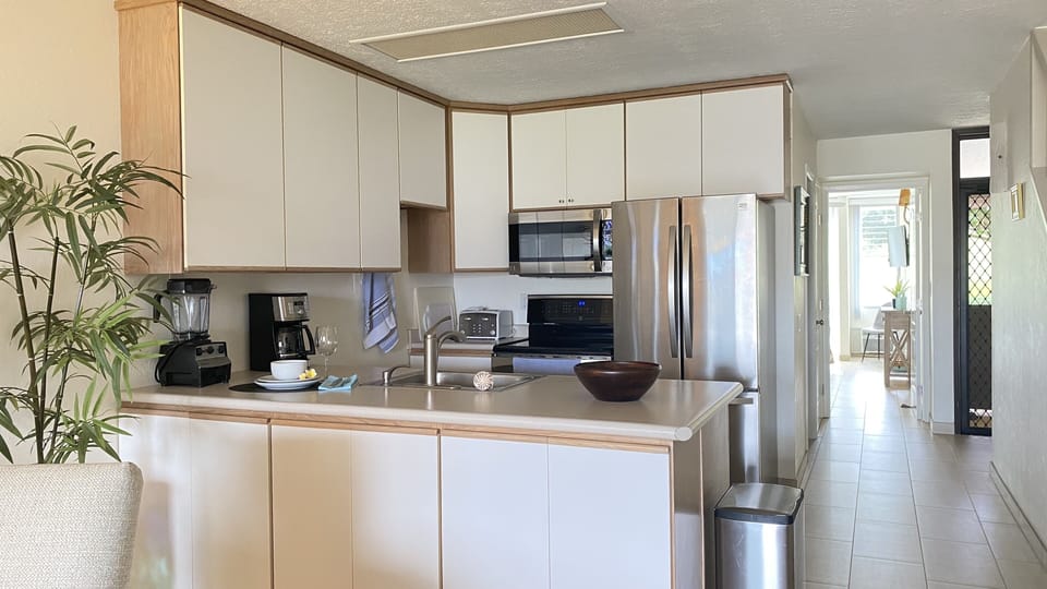 Fully loaded kitchen with high-end appliances. 