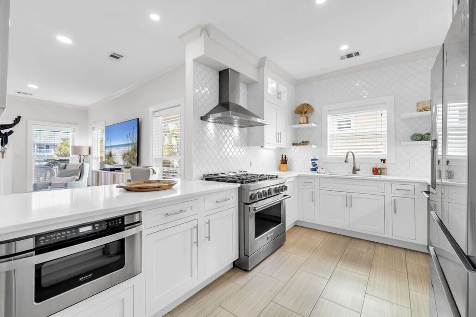 Large kitchen is open to the living area.
