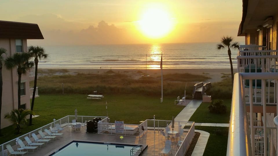 View of sunrise from balcony