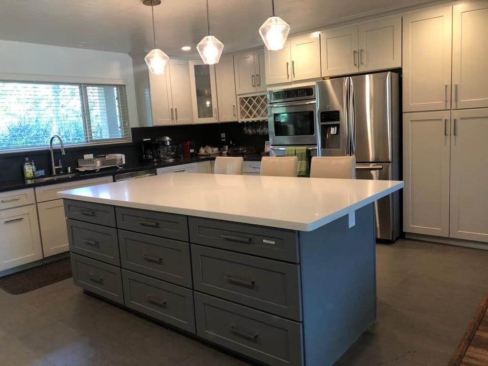 kitchen view from fireplace