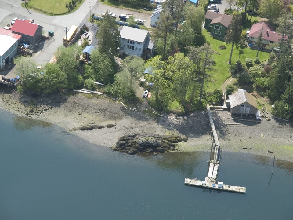 Aerial of our property. Our house is the grey one top centre, Cabin 2 mid photo.