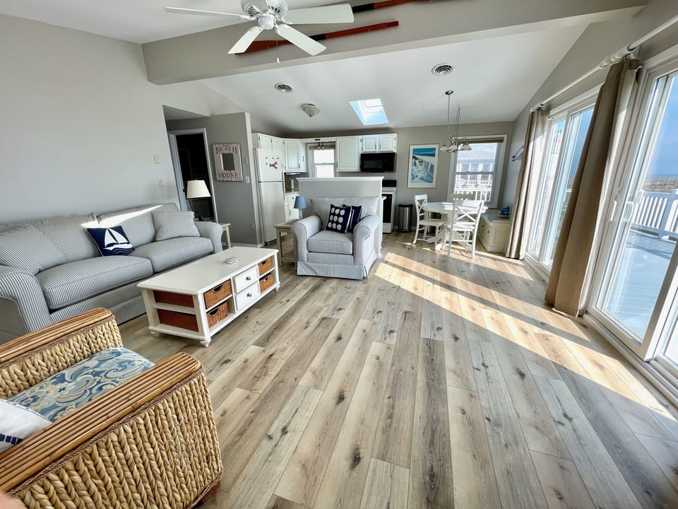 Living room with view of the bay.