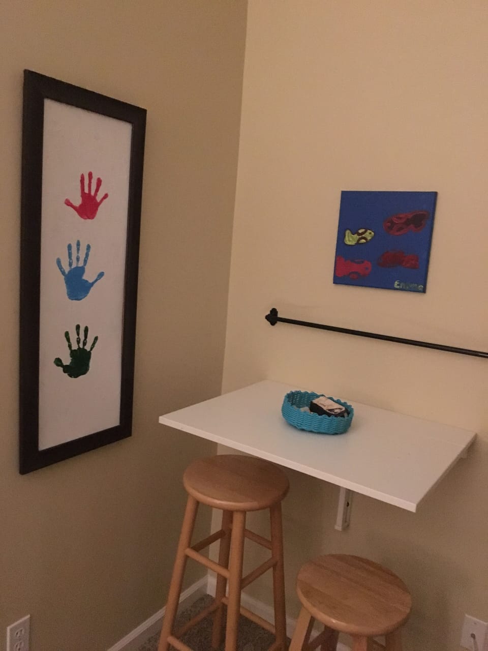 craft nook in kid's room on 2nd floor