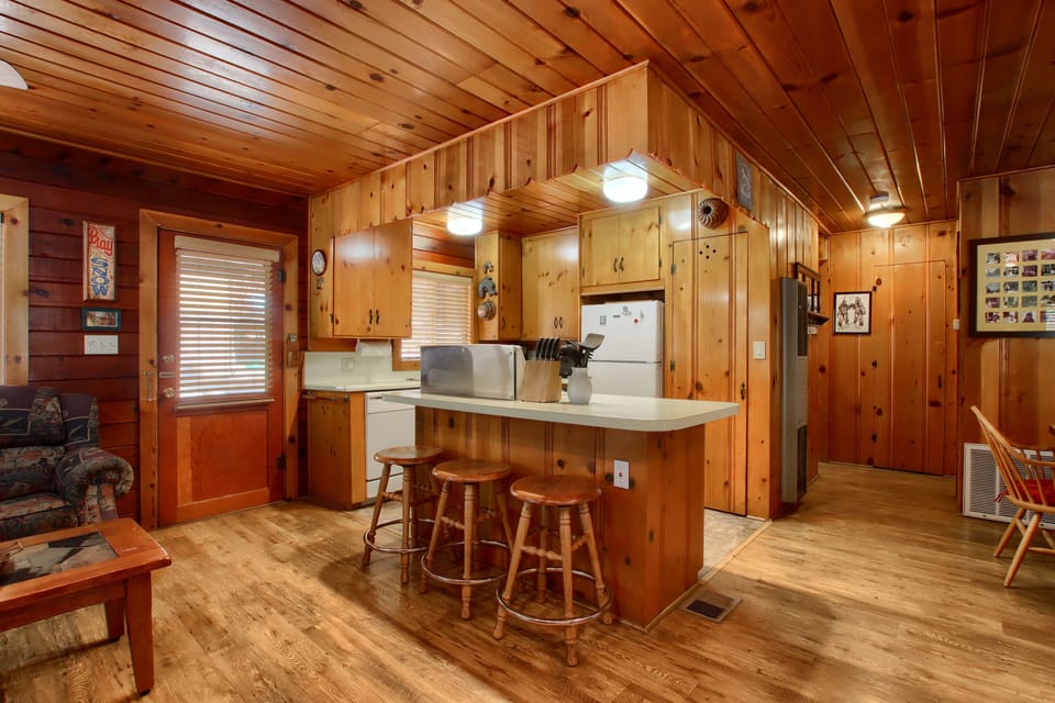 View of kitchen with a bar area