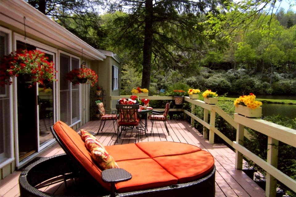Picturesque deck off the great room with spectacular view of the lake.