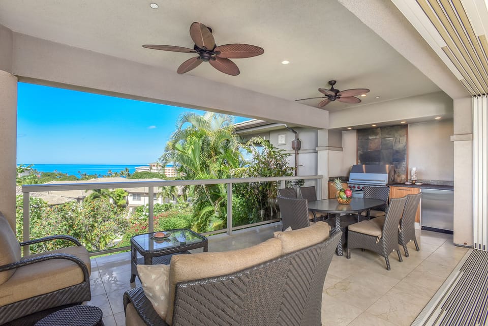 Upper lanai includes Wolf brand gas grill