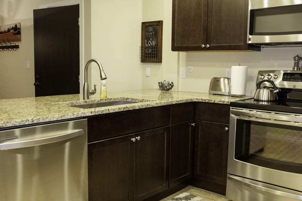 New counter tops with room to work.