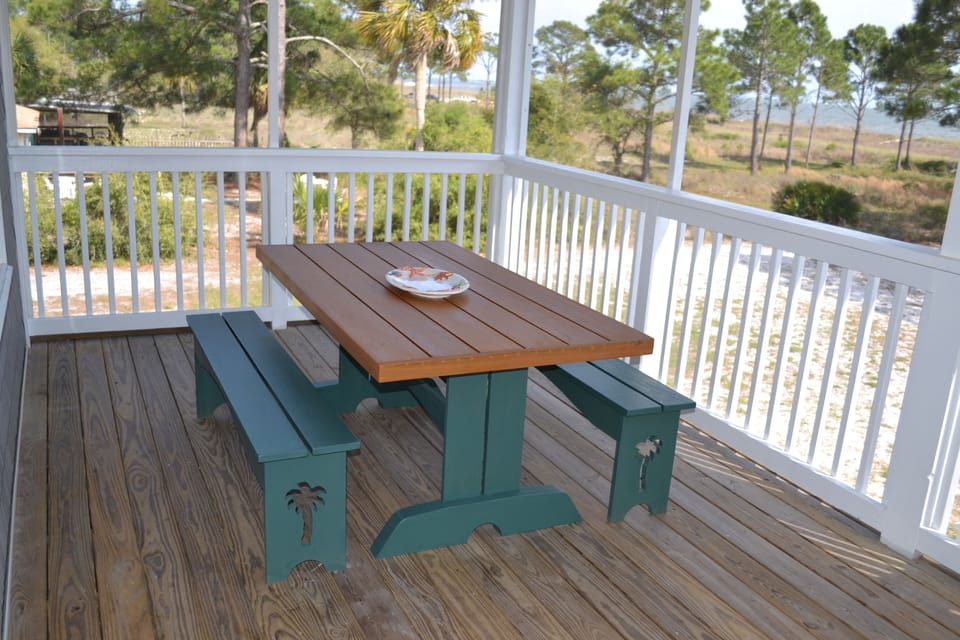 Hand made picnic table.  Great for any time of day!
