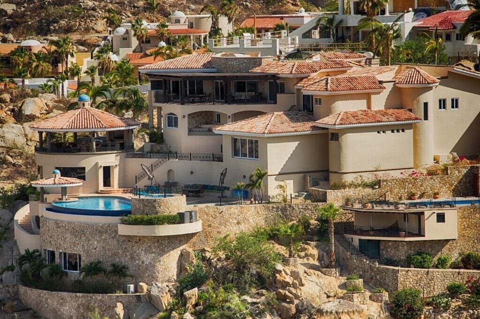 Villa Las Palmas from an Adjacent Mountain in the Pedregal neighborhood of Cabo