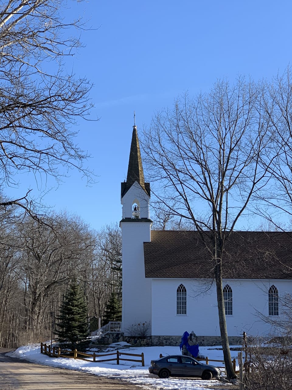 Church Beach is behind this missionary church in Good Hart (Lamkin Drive).