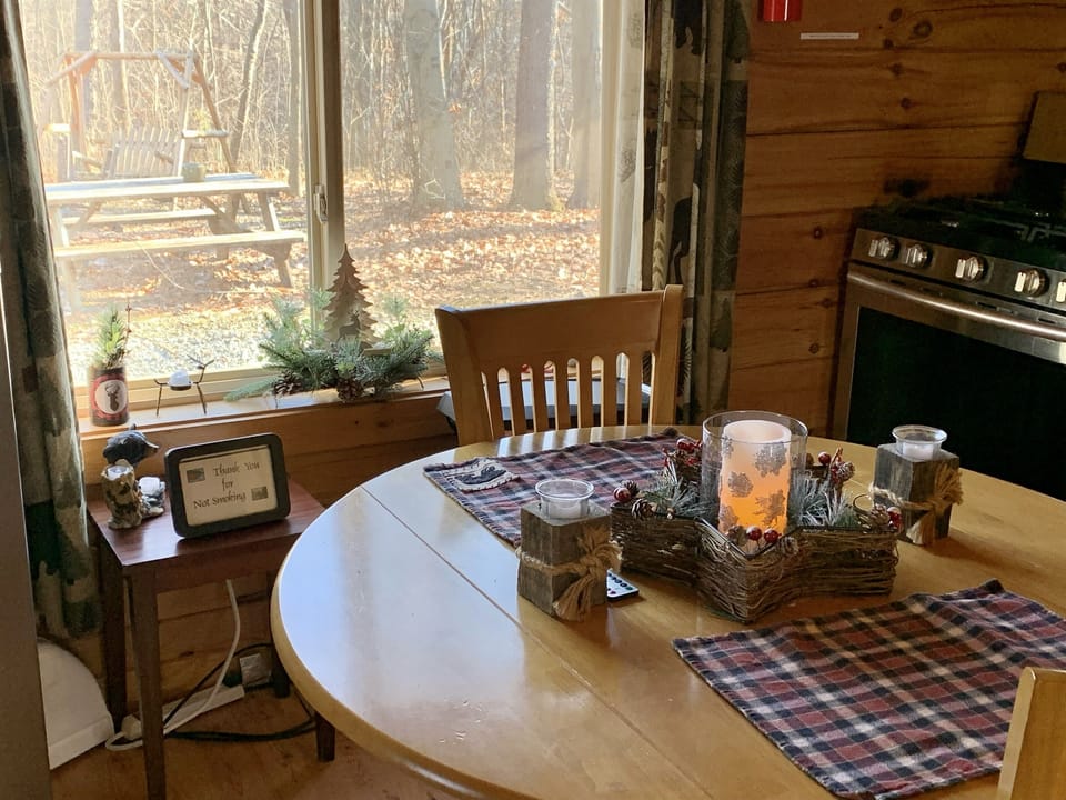 Table for two in the eat-in kitchen.