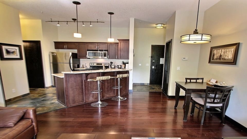 Open concept kitchen with eating bar