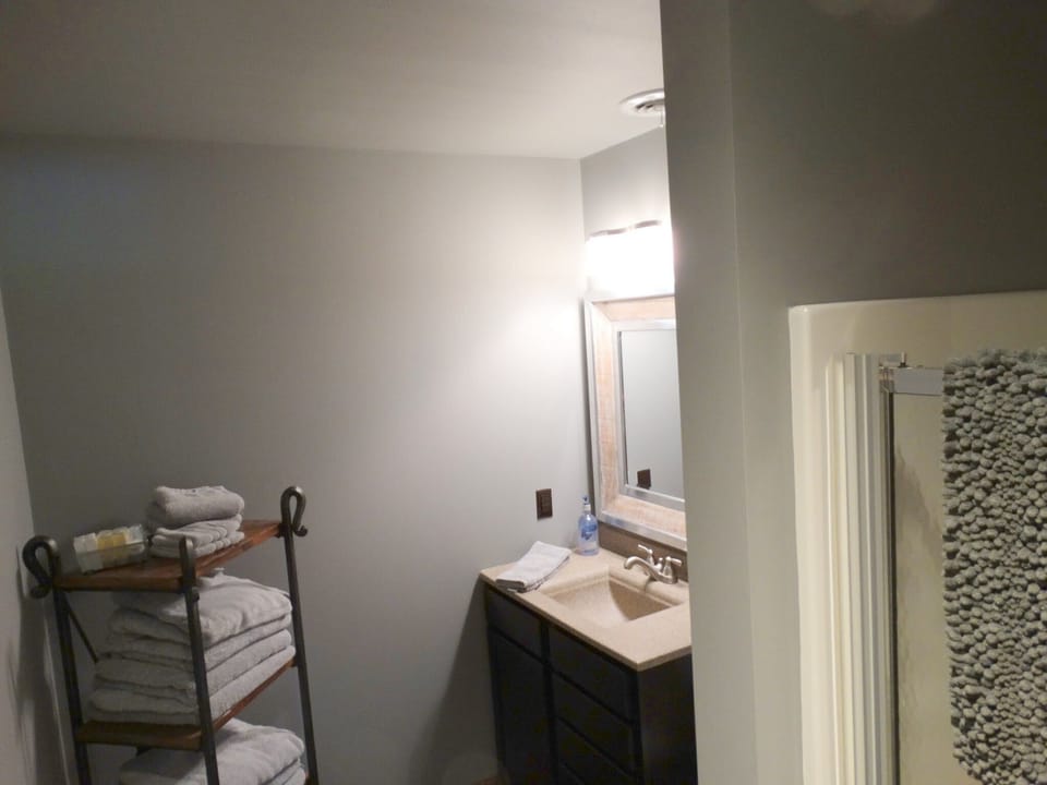 Full bathroom on lower level. with walk-in shower.