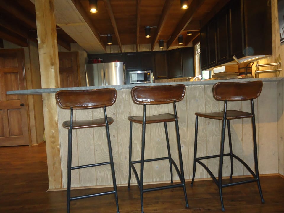Bar seating in the kitchen.