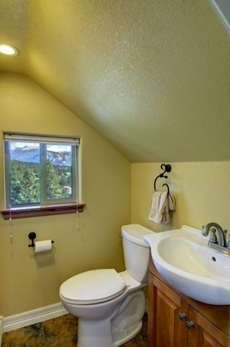 Second level guest half-bath with the best view in the cottage!