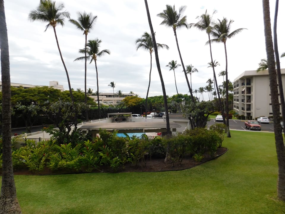 Overlooking one of the two pools on-site - the view from the lanai.