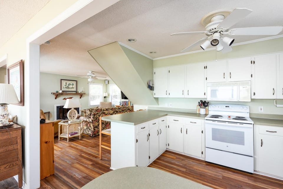 Kitchen and background is living room
