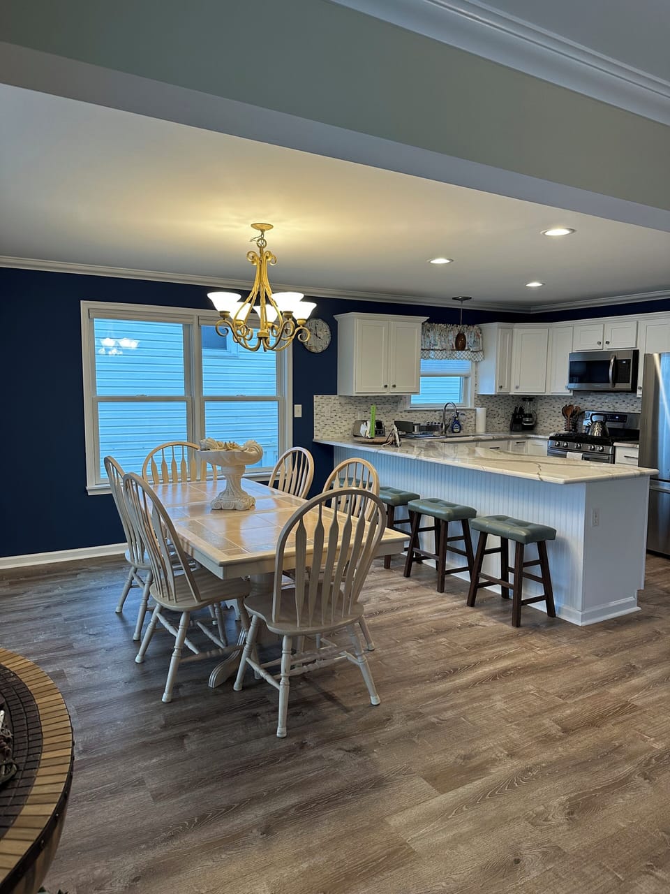 Dining room and Kitchen island