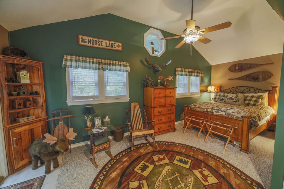 The Moose Queen Bedroom! Very large and has its own outside sitting deck