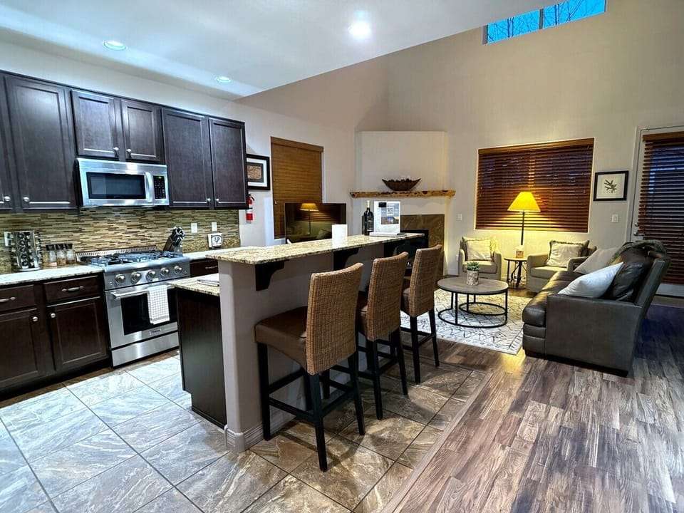 Open kitchen and living space for easy group time.