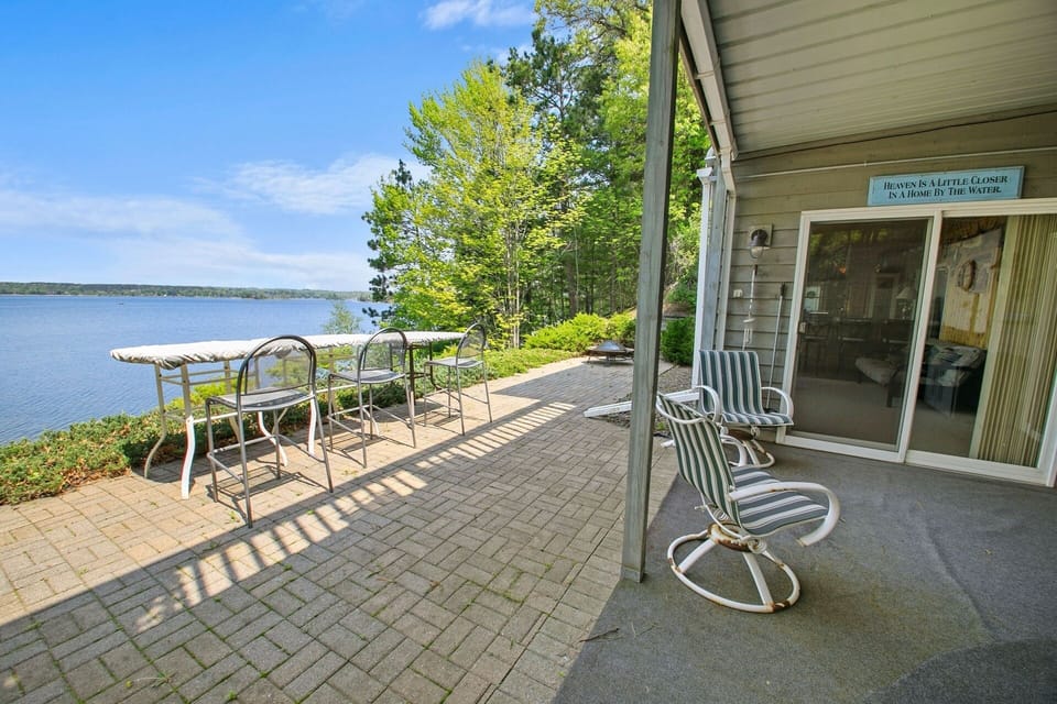 Lower level paver patio w a propane fire for guests enjoyment