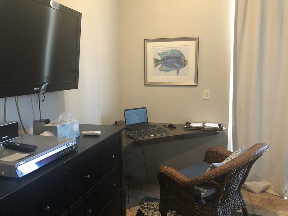 Master bedroom has built-in desk for those of us who can work remotely!   