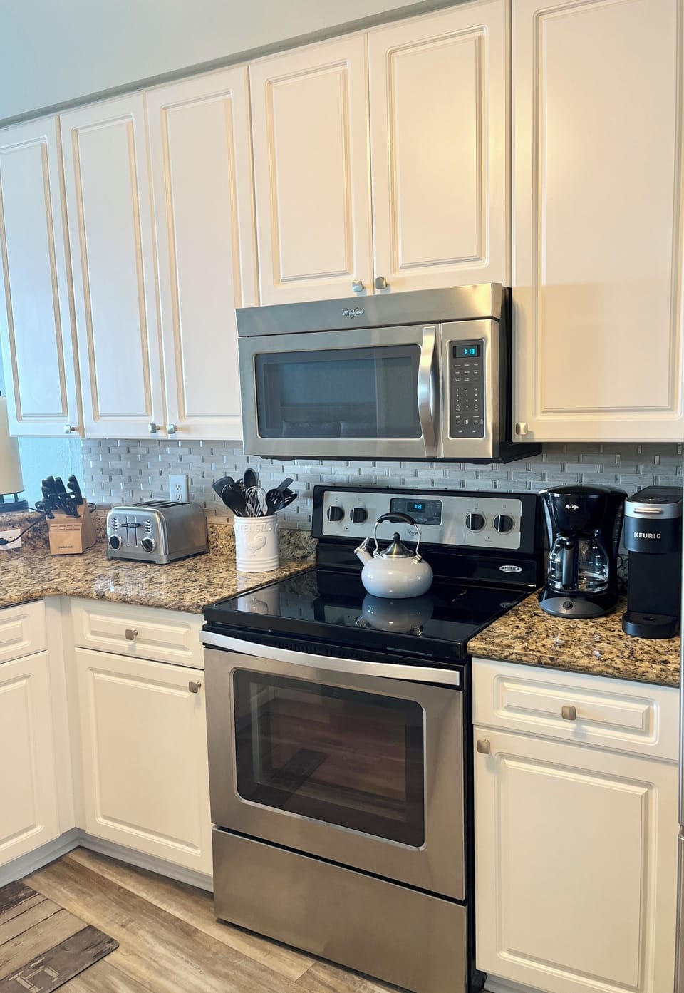 Has a Keurig and regular coffee maker