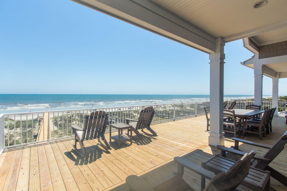 Awesome view with table for 8 and many custom rockers and chairs to choose from 