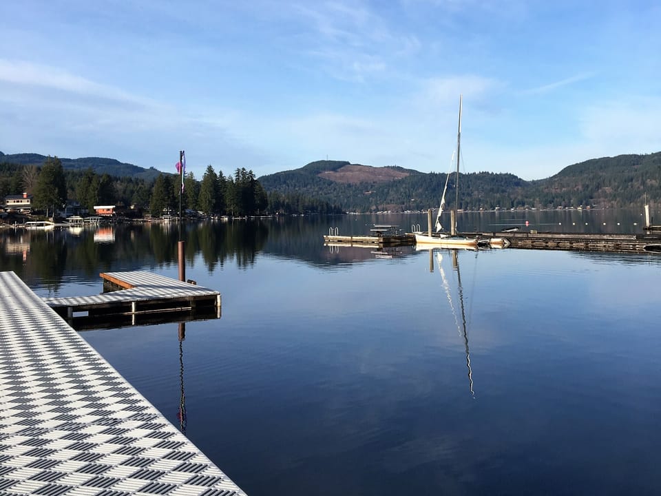 Beautiful day looking north on an updated dock