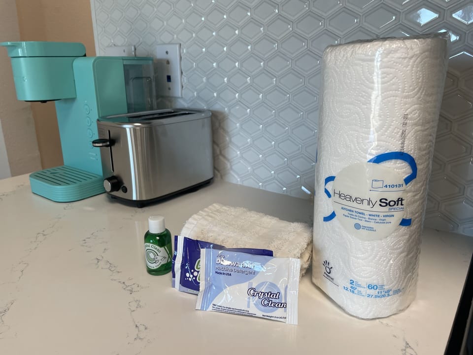 Cleaning supplies provided during stay
