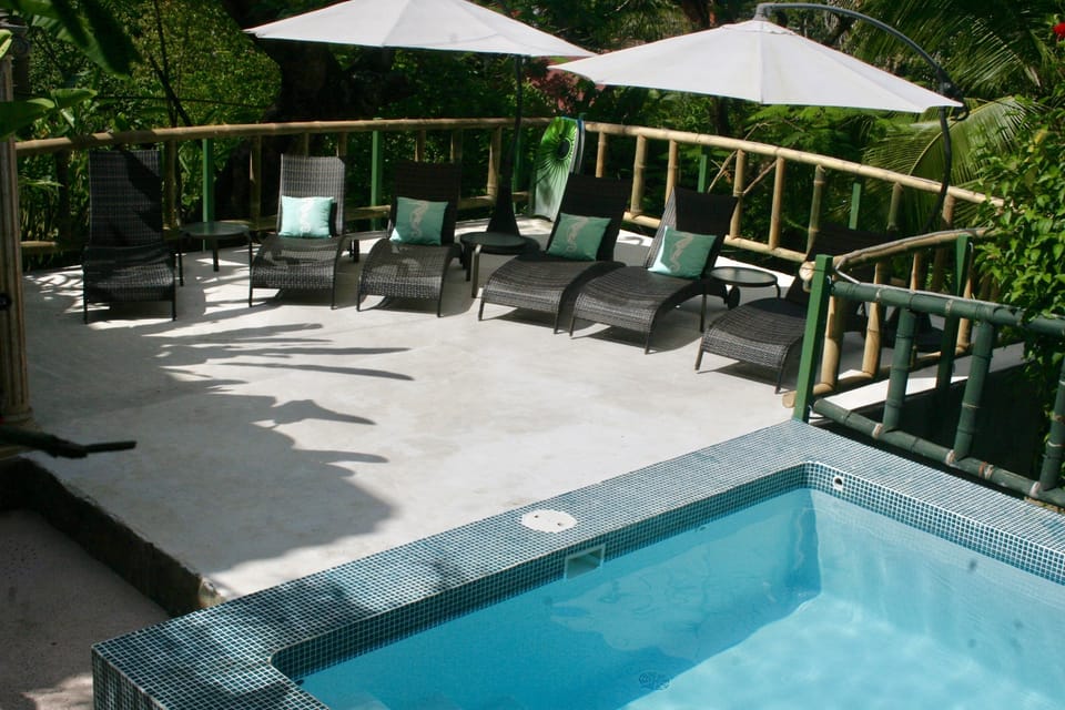Sun or shade by family size pool