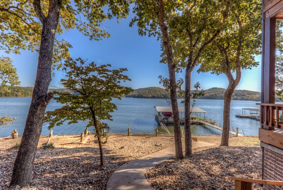Looking out at the lake from lower deck.