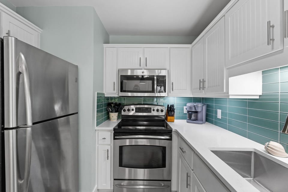 Kitchen with stainless steel appliances