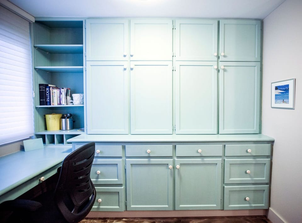 Desk and pantry area in kitchen
