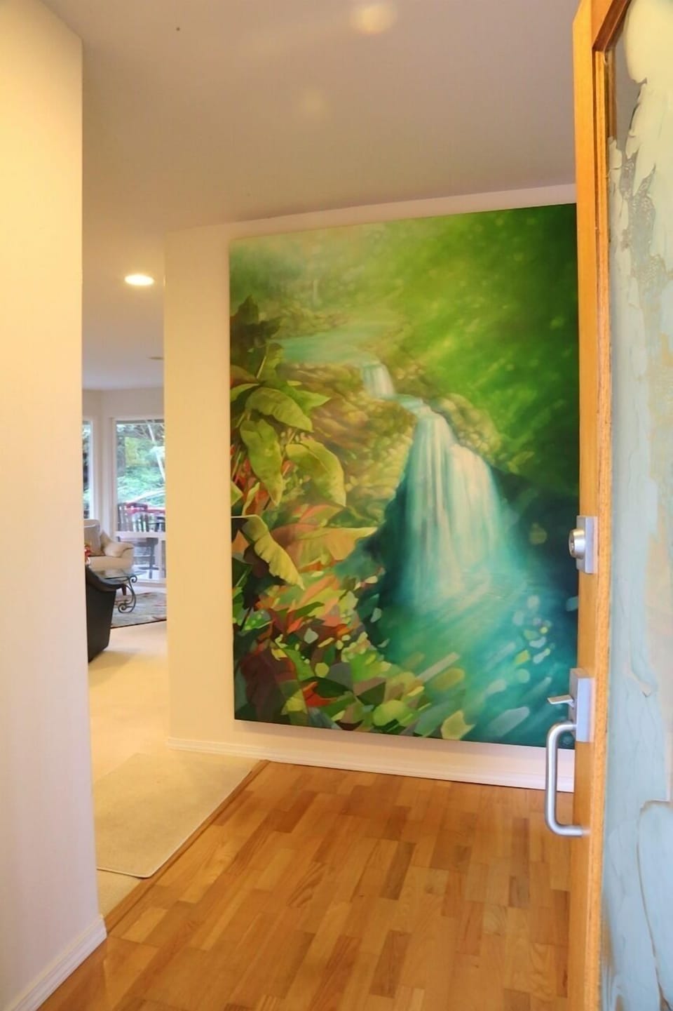 Front door entry with original artwork by Kristie Fujiyama Kosmides