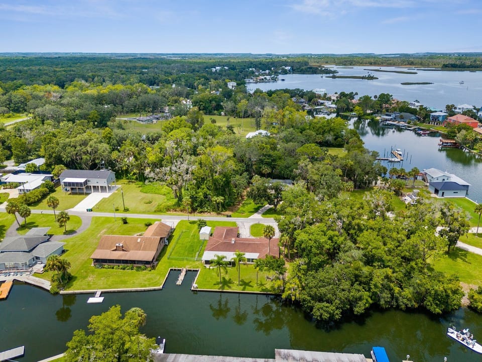 Arial view with 2 boat slips