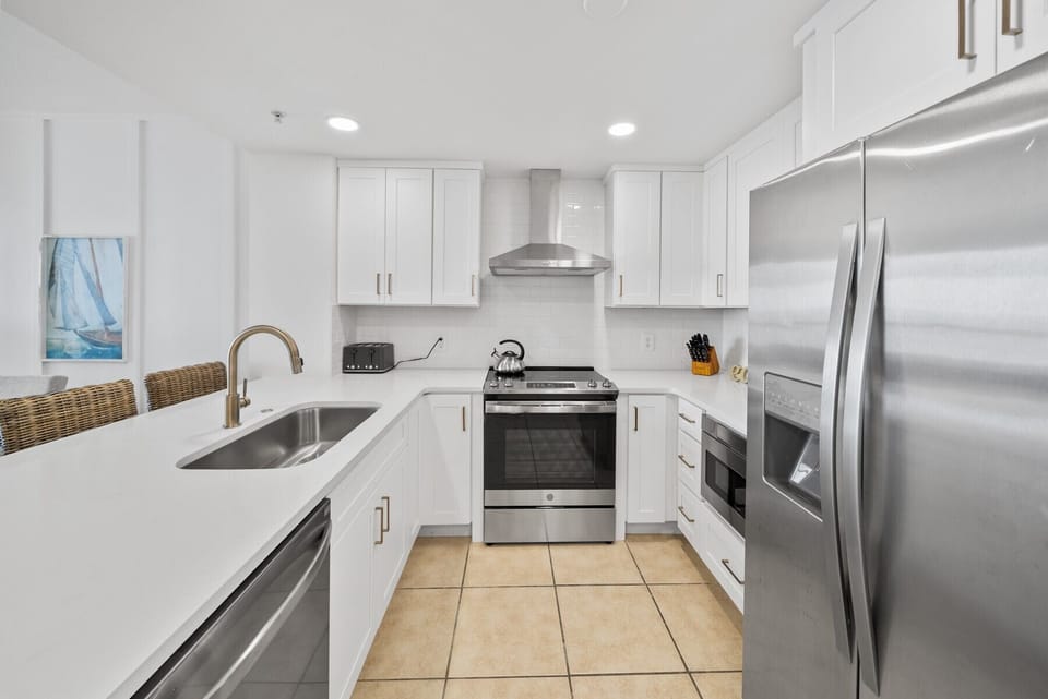 Updated kitchen with stainless steel appliances