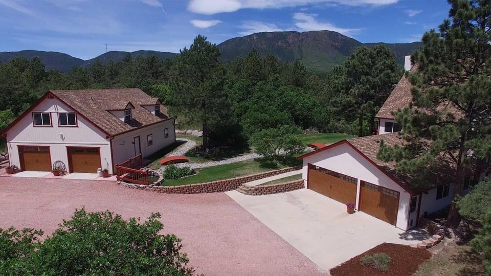 Aerial view of The Haven with Mt. Herman in the background.