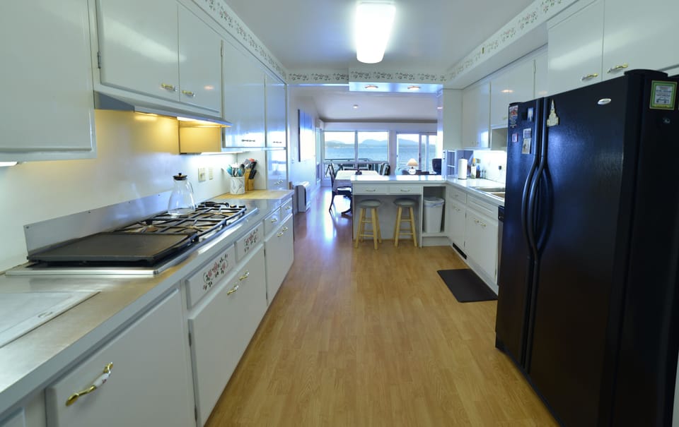 Kitchen looking towards deck (and view)