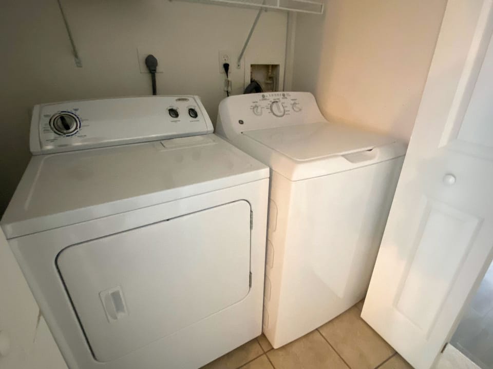 Full-size washer/dryer on lower level