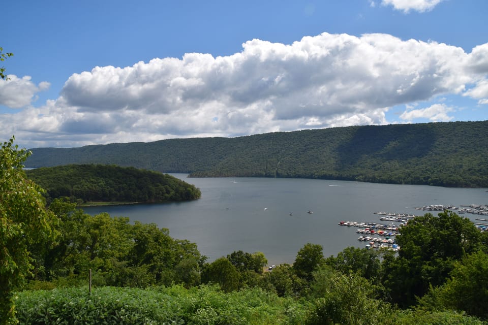 View from Visitor's Bureau, overlooks marina, 100 miles of shoreline