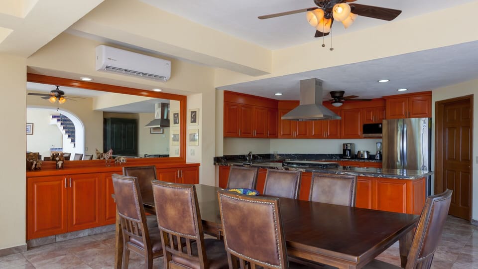 dining room and kitchen area